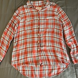 Mossimo Women’s Boyfriend Fit Flannel Long Sleeve Button Down Shirt Size Large